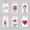 St Valentine`s day gift tags. Shopping and sale printable tags vector collection. Romantic, love theme