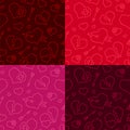 St. Valentine`s Day Hearts Low Poly Seamless Pattern. 4 Color Variations