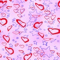 St. Valentine`s Day, hearts and stars Royalty Free Stock Photo