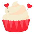 St Valentine`s day, romantic, love cupcake. Design element, icon, vector illustration