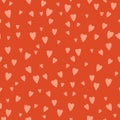 St. Valentine`s Day seamless pattern. Pink hearts on a red background