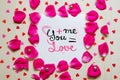St Valentine`s Day vintage composition of greeting note with lettering Royalty Free Stock Photo