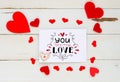 St Valentine`s Day vintage overhead composition of hearts Royalty Free Stock Photo