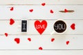 St Valentine`s Day vintage overhead composition of I love you confession Royalty Free Stock Photo