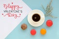 St Valentine`s Day vintage overhead composition of note Royalty Free Stock Photo