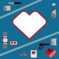 St. Valentines Day Symbols mens Accessories Icons Set Flat Design Royalty Free Stock Photo