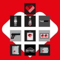 St. Valentines Day Symbols mens Accessories Icons Set Flat Design Royalty Free Stock Photo