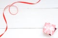 St. Valentines decor on white wooden background Royalty Free Stock Photo