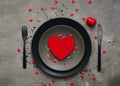 St Valentines table setting with festive decorations