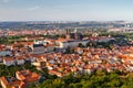 St. Vitus Cathedral over old town red roofs. Prague, Czech Republic Royalty Free Stock Photo