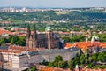 St. Vitus Cathedral over old town red roofs. Prague, Czech Republic Royalty Free Stock Photo