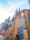 St. Vitus cathedral in Prague Castle front view of the main entrance in Prague, Czech Republic. Royalty Free Stock Photo