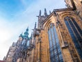 St. Vitus cathedral in Prague Castle front view of the main entrance in Prague, Czech Republic. Royalty Free Stock Photo