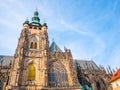 St. Vitus cathedral in Prague Castle front view of the main entrance in Prague, Czech Republic. Royalty Free Stock Photo