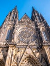 St. Vitus cathedral in Prague Castle front view of the main entrance in Prague, Czech Republic. Royalty Free Stock Photo