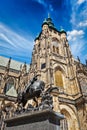 St. Vitus Cathedral and Saint George statue, Prague Royalty Free Stock Photo