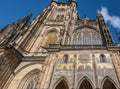 St. Vitus Cathedral Tower, Mosaic of the Last Judgment and Golden Gate at Prague Castle - Prague, Czech Republic Royalty Free Stock Photo