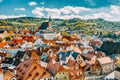 St. Vitus Church and cityscape Cesky Krumlov Royalty Free Stock Photo