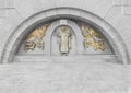 St. Vladimir and angels. The bas-relief on the site of the Baptism of Kievan Rus