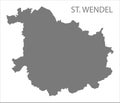 St Wendel grey county map of Saarland Germany DE