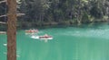 Two rowing boats on the turquoise water of lake Fernsteinsee