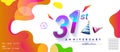 31st years anniversary logo, vector design birthday celebration with colorful geometric background and circles shape Royalty Free Stock Photo