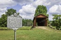 Staats Mill Covered Bridge with sign