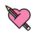 Stabbed heart vector, Valentine and love related filled outline icon