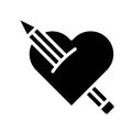 Stabbed heart vector, Valentine and love related solid icon