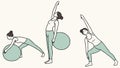 Stability Ball Workout, Dynamic Core and Flexibility Training, vector design Generative AI Royalty Free Stock Photo