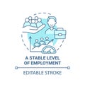 Stable level of employment blue concept icon