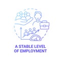 Stable level of employment blue gradient concept icon