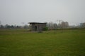 Stable in the paddock for horses. Stadtrandhof, Waltersdorfer Chaussee, 12529 Schoenefeld, Germany