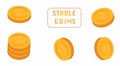 Stablecoin Vector Illustration Cryptocurrency Coins Set in 3D Isometric Design Royalty Free Stock Photo