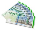 Stack of 200 Danish krone banknotes Royalty Free Stock Photo