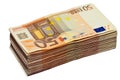 Stack of 50 euro bills, isolated on white Royalty Free Stock Photo