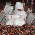 Stack of abandoned broken glass Royalty Free Stock Photo