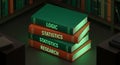 Stack of Academic Books on Logic, Statistics, and Research in a Library Setting Royalty Free Stock Photo