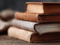 Stack of aged books, conveying wisdom, knowledge, and history. Perfect for representing education, literature, libraries, and Royalty Free Stock Photo