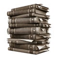 A stack of aged, leather-bound books isolated on white background Royalty Free Stock Photo
