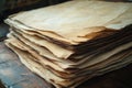 Premium Quality Image of Stack of Aged Paper Sheets Royalty Free Stock Photo
