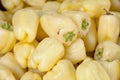 Stack of Albino bullmose peppers on a market stall Royalty Free Stock Photo