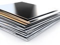 A stack of aluminum sheets on a white background Royalty Free Stock Photo