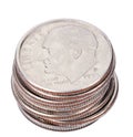 Isolated US Dime Stack Royalty Free Stock Photo