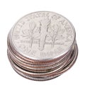Isolated US Dime Stack Royalty Free Stock Photo