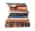 Stack of ancient books on white background, realistic 3D illustration, generative ai