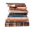 Stack of ancient books on white background, realistic 3D illustration, generative ai Royalty Free Stock Photo