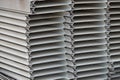Stack of anodized aluminum profile with shape extrusion Royalty Free Stock Photo