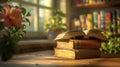 The Stack of Old Books.AI generated image Royalty Free Stock Photo