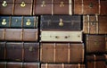 Stack of antique suitcases